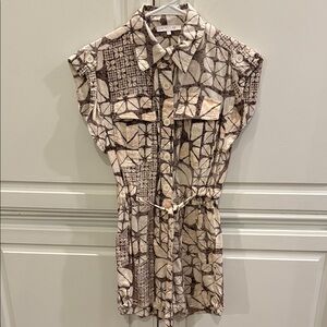 Geometric Patterned Brown and Cream Romper